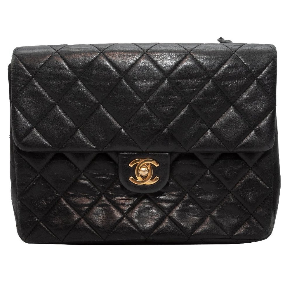 Vintage Black Chanel Classic Small Single Flap Bag